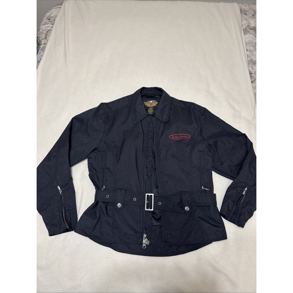 VTG Harley Davidson Women's Riding Jacket, Black, Size M Buckle adjustable waist